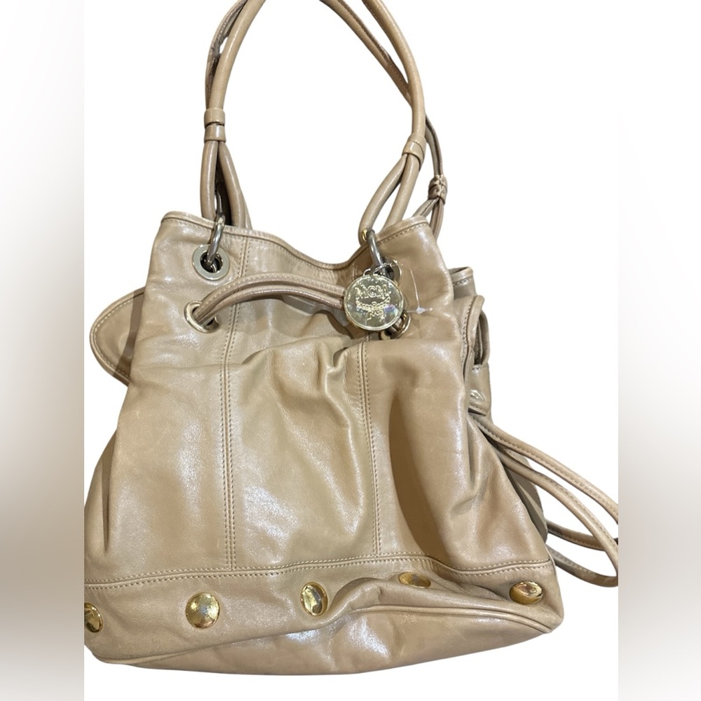 MCM Vintage Leather Drawstring Hobo Bag – Made in Italy